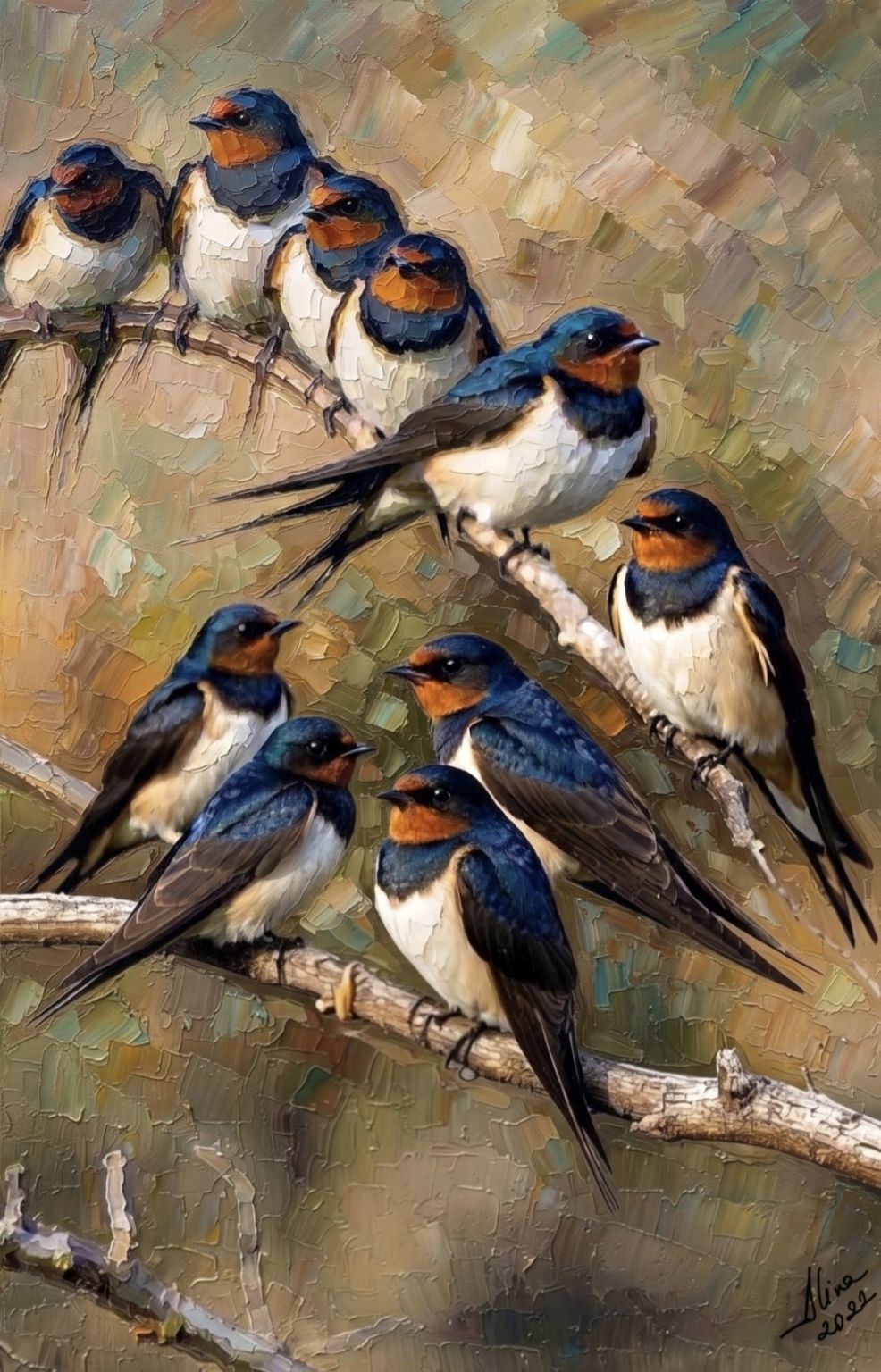 ArteDiAlina.com painting: Where do the swallows go?